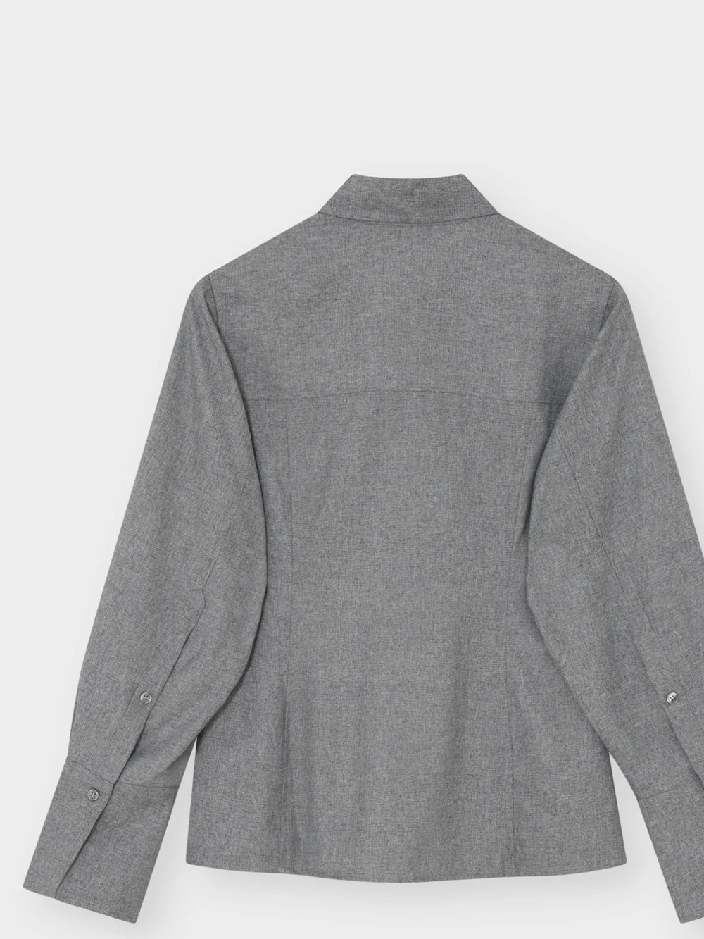 Day Sculpted Gray Button-Up Shirt with Draped synched Waist Detail smart casual - Picture 6 of 6